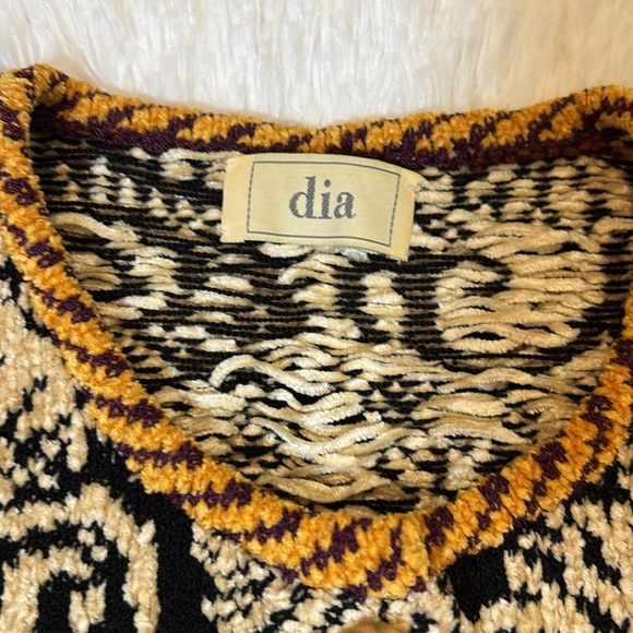 VINTAGE DIA CHENILLE, CARDIGAN SWEATER Abstract Floral Print Size Large - Picture 2 of 11